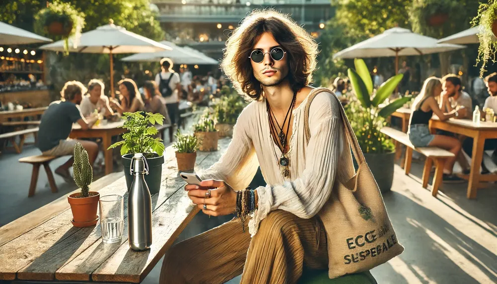 DALL·E 2024-10-30 18.23.32 - A horizontal, highly realistic photograph capturing a young Argentine person who embodies a blend of bohemian and comfortable lifestyle. The person ap