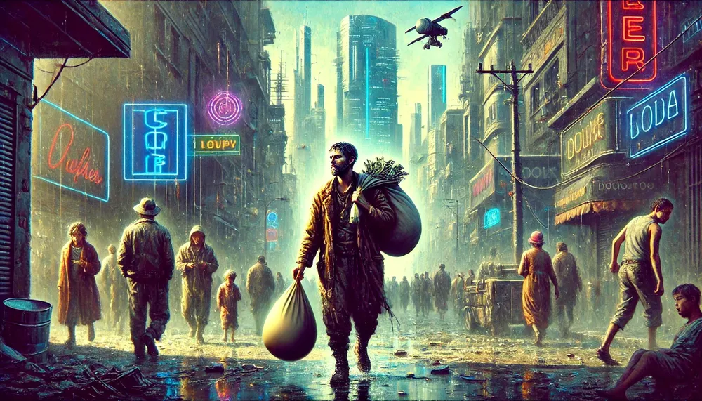 DALL·E 2024-09-27 17.37.29 - A futuristic scene painted in an oil painting style, resembling the aesthetic of an analog film. The scene is set in a futuristic version of Buenos Ai